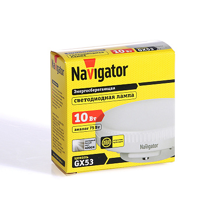 Лампа светодиодная 10W GX53 таблетка 4К нейтральный матовая Navigator 61017 *10/100