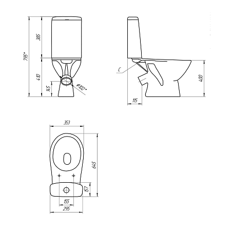 Унитаз-компакт FLAVIS 031, 3/6 с кр.дюропл. slim Lift, easy off Cersanit *1/12