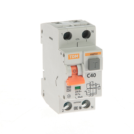 Авт.выкл. диф.тока TDM АВДТ 63 С40 30мА SQ0202-0006   *1/6