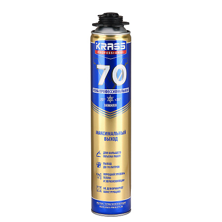 Пена монтажная профес. 1000мл/1013гр (890мл) зимняя KRASS V70 выход до 70 л  *1/12/612