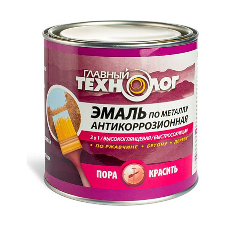 Эмаль по металлу зеленая антикоррозионная 0,75 л Главный технолог   *1/6