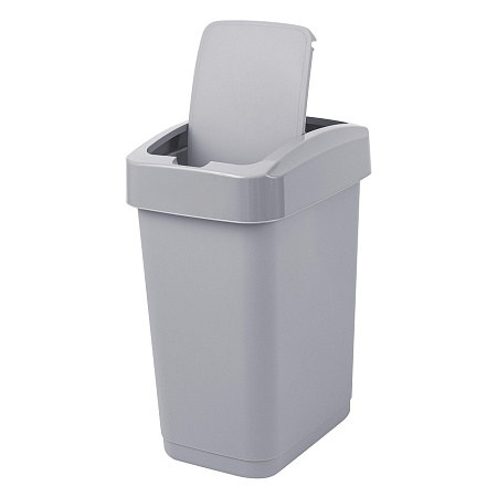Контейнер д/мусора пластм. с откидной+"плавающей" крышкой 25л "Step" СерыйSC480711025 "Spin Clea"1/4