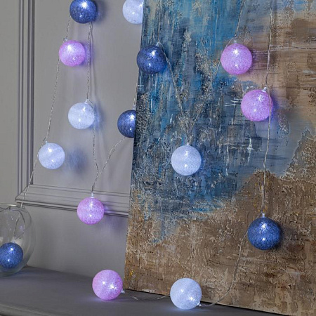 Гирлянда Нить 5м 20LED белый Клубки серо-розовые прозрачная нить 200V IP20 5985175  *1/20