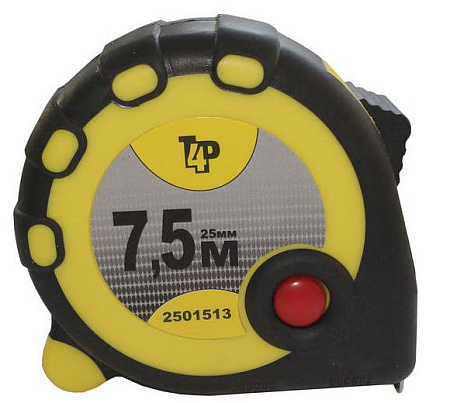 Рулетка  7,5м х25мм резино-пластик. корпус стальная лента фиксатор магнит арт.2501513 T4P *1/12/60