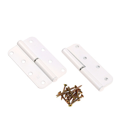 Петля накладная полимер.110мм белая ПРАВАЯ (комплект 2 шт+саморезы) ДомоСтрой *10/150