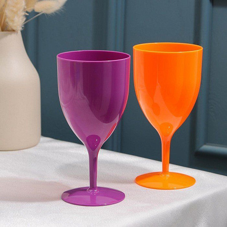 Бокал пластм. "Салют" 400мл, цвета: "микс" БС "ПластоС" *1/64