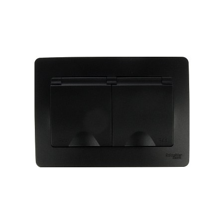 Розетка "BLANCA" СП 2-мест. антрацит з/к з/ш крышка IP44 16А 250В  BLNRS441126  *1/5/10