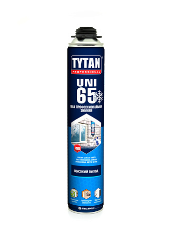 Пена монтажная профес. 1000мл/930гр зимняя -10С "TYTAN 65 UNI" 10933/17026 до 55л *12