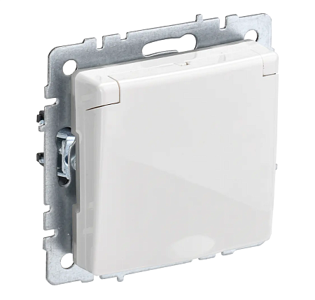 Механизм розетки "BRITE" 1-мест. белый с заземл крышка з/ш IP44 16А IEK BR-R16-16-44-K01 *10/100