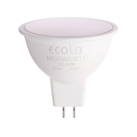 Лампа светодиодная 8,0W-220V GU5.3 MR16 2.7K теплый матовая Ecola 51x50 M2RW80ELC *10/100