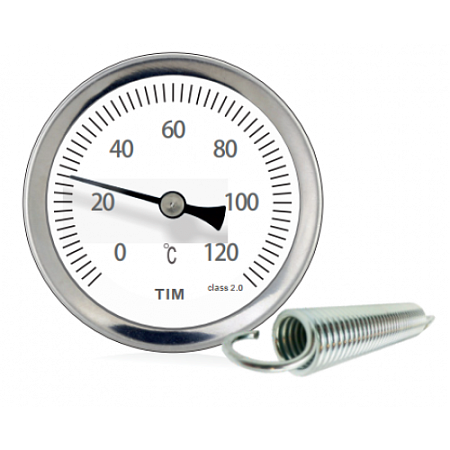 Термометр накладной с пружиной  от  0℃ до 120℃ корпус: металлический + стекло TIM *1/60