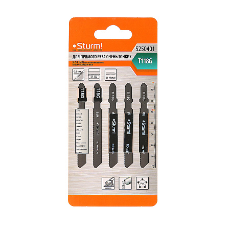 Пилки для лобзика по металлу  76мм шаг0,8мм прямой рез (5шт) Т118G арт.5250401 STURM *1/10