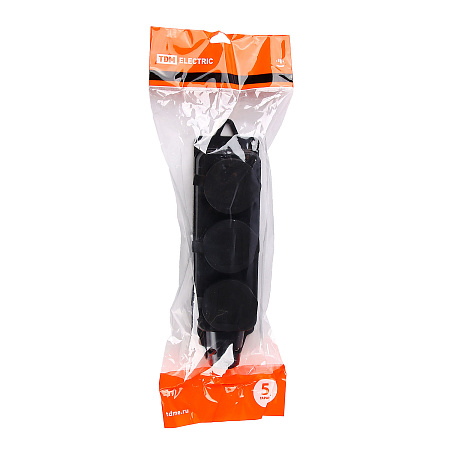 Розетка КАУЧУК переносная c заглушкой 3-мест 2Р+РЕ 16А 250В TDM SQ0612-0008  *1/36