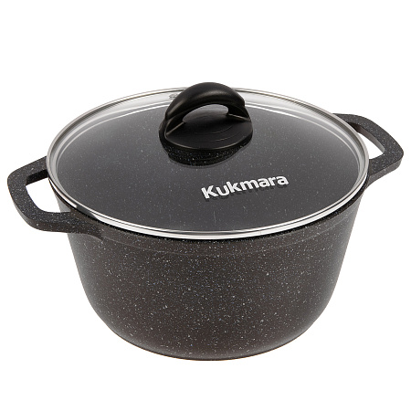 Кастрюля алюмин. антипригарная "Kukmara" "Granit" black 4,5л Стекл.кр. кгч45а *1/3