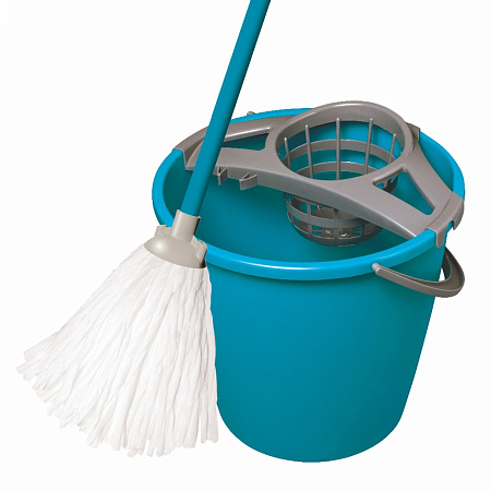 Комплект д/уборки "Mop Set": ВЕДРО 10л Круглое, с отжимом + ШВАБРА 072030 "York" *1/36