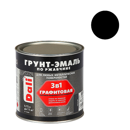 Грунт-эмаль по ржавчине черная графитовая 0,75 л DALI *1/6/576