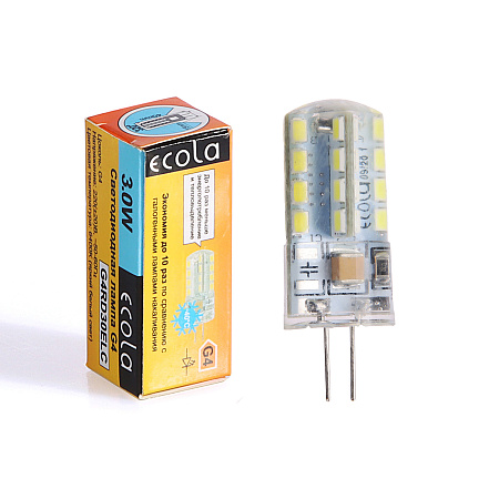 Лампа светодиодная капсульная 3,0W-220V G4 6.5K холодный Ecola 40x15 G4RD30ELC *10/100