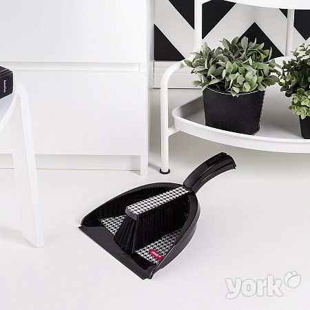 Комплект д/уборки:Щетка-сметка+Совок для мусора пластм. с резинкой "Пепита" 062132  "York" *1/12