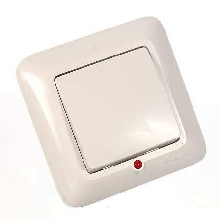 Выключатель "Прима" СП 1кл. белый с подсветкой С16-053  *1/96