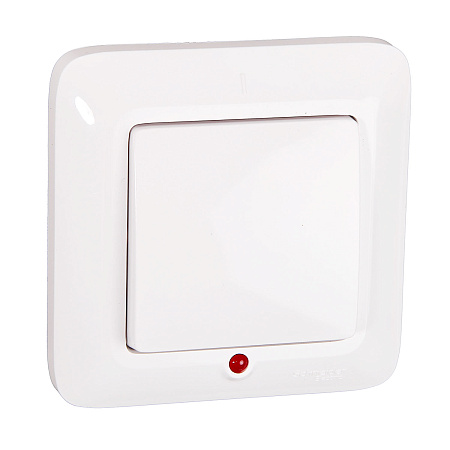 Выключатель "Прима" СП 1кл. белый с подсветкой С16-053  *1/96