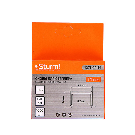 Скоба для степлера мебельного тип 53 14х11,3х0,7мм 1000шт арт.1071-02-14 STURM *1/20/200