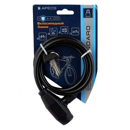Замок велосипедный PD-81-80CM черный Апекс *1/12/48