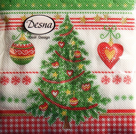 Салфетки бумажные 1сл 24*24см 40л Новогодняя ель Desna Design*32