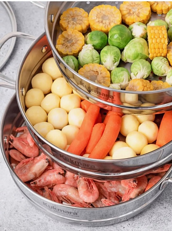 Мантоварка-пароварка нерж. 3-х ярусная, 7,0л, d280мм,выс.335мм д/Индукции STM-702803G "Kukmara" *1/2