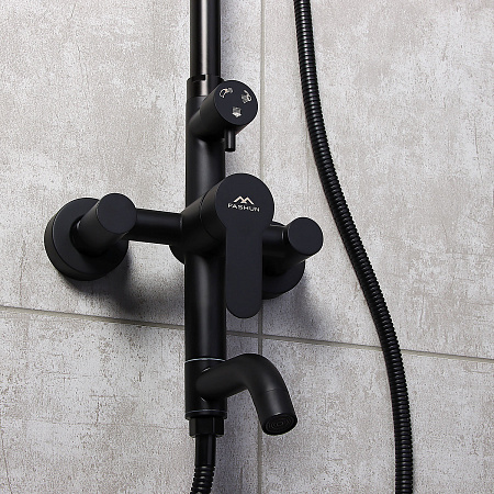 Смеситель д/ванны со стойкой для душа + ручной душ FASHUN  A52401-7 черная *1