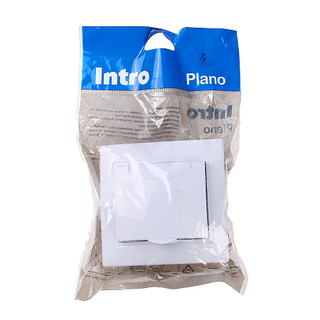 Розетка "Intro Plano" СП 1-мест. белый з/к крышка 2P+E Schuko 16А-250В IP20 *10/100