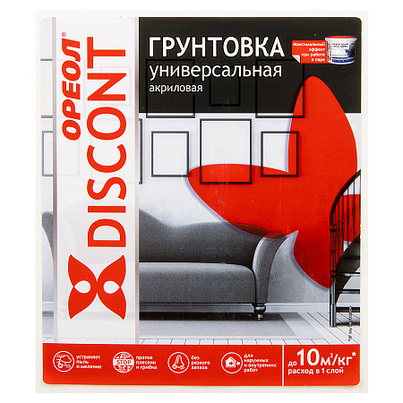Грунтовка акриловая для внутренних и наружных работ 5 кг Ореол Дисконт с антисептиком *1/120