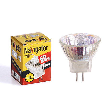 Лампа накаливания галогенная 50W-230V GU5,3 MR11 Navigator 94224 *10/200