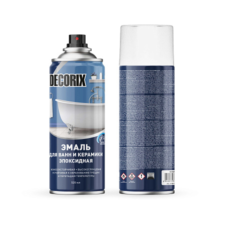 Эмаль-аэрозоль белый для ванн и керамики 520 мл DECORIX (RAL9003) *1/12