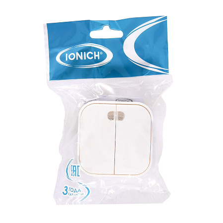 Выключатель "Intro Plano" СП 2кл. белый с подсветкой 10А-250В IP20 1-105-01 *10/200