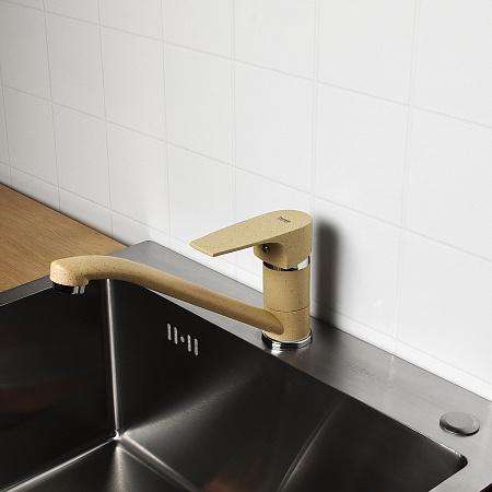 Смеситель для кухни Potato P49222-9 длинный излив (кремовый) *1/10