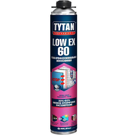Пена монтажная профес. 1000мл/907гр (750мл) всесезонная "TYTAN LOW EX 60" до 60л (низкое расширение) *1/12