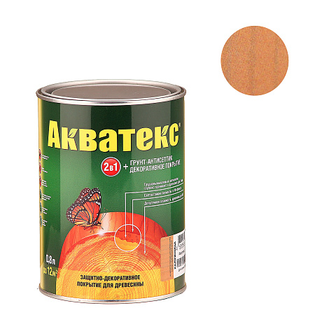 Защитно-декоративное покрытие для древесины алкидное калужница 0,8 л АКВАТЕКС *1/6/576