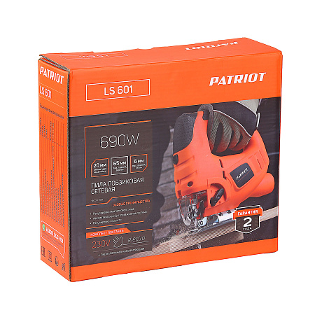 Лобзик электр. 690Вт 0-3000ход/м дер-65мм мет-6мм алюм-8мм винт-ой зажим LS 601 THE ONE PATRIOT*1/10