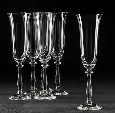 Набор бокалов стекло  "BOHEMIA" "Анжела" 190мл 6шт д/шамп. 40600/190  "KRYSTALEX" *1/8