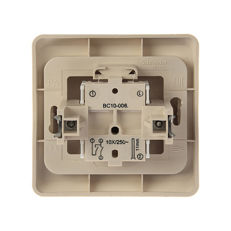 Выключатель "Этюд" СП 2кл. кремовый с подсветкой ВС10-006К  *10/20