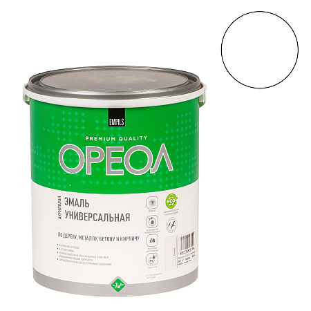 Эмаль акриловая белая 2,5 кг Ореол *1/4/120