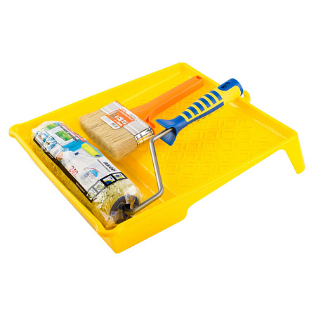 Набор для фасадов: Кюветка 340*370мм +валик полиакрил 240мм +кисть натур. щетина 25*120мм Акор *1/10