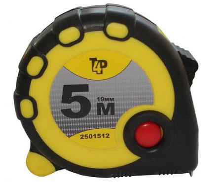 Рулетка  5м х19мм резино-пластик. корпус стальная лента фиксатор магнит арт.2501512 T4P *1/12/120