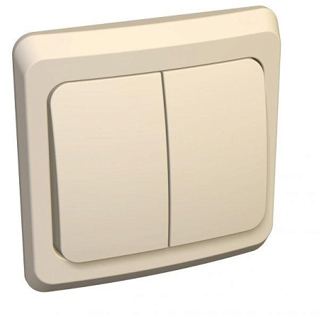 Выключатель "Этюд" СП 2кл. кремовый с подсветкой ВС10-006К  *10/20