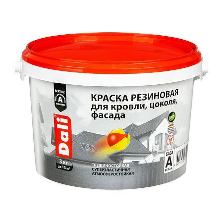 Краска резиновая для кровли цоколя фасада 3 кг DALI  База А*1/120
