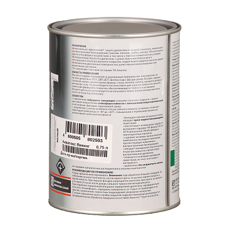 Антисептик для дерева гибридный лессирующий белый 0,75 л Акватекс ВИКИНГ *1/6/576