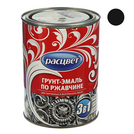 Грунт-эмаль по ржавчине черная 1,9 кг Расцвет *1/6/210