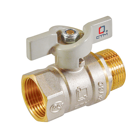 Кран шаровый 1/2" (Ø15) М/П бабочка СТМ (СТАНДАРТ) CWFMB012 (ЗФ769) *1/25/200