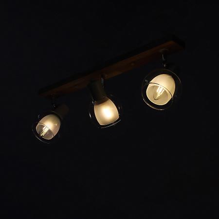 Светильник настенный (спот) N5105/3 WT+WOOD Е27 3*40Вт ( l=650;w=100;h=170)  VERNER LIGHTING *1