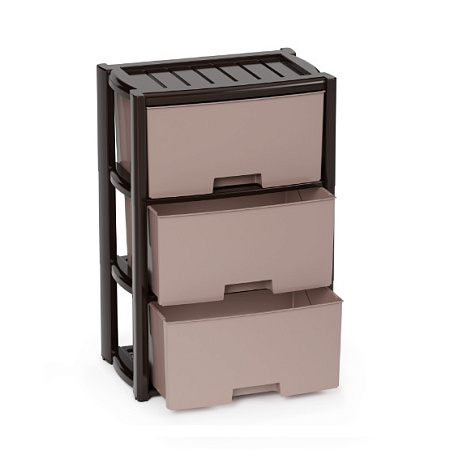 Комод пластм. "Колорит" 3 ящика выс.710мм, шир.475мм, гл.300мм Беж./Венге М7835 "ЗПИ"Альтернатива"*1